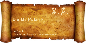 Werth Patrik névjegykártya